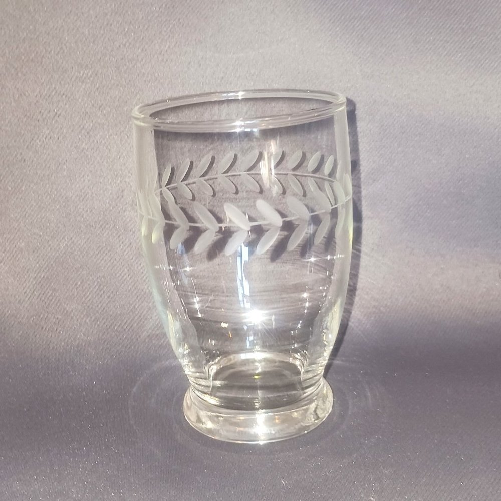 Vintage Clear Etched Juice Glasses